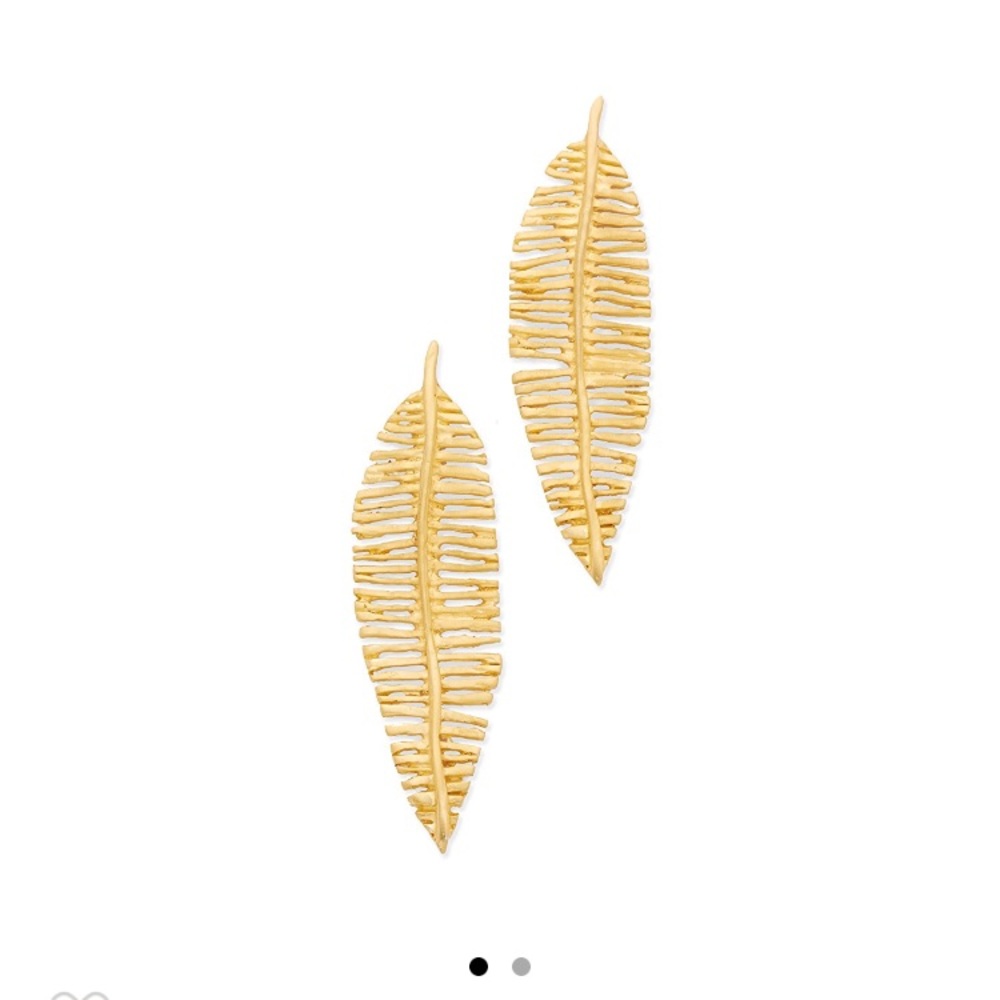 Kenneth Jay Lane Satin Gold Feather Earrings NWT